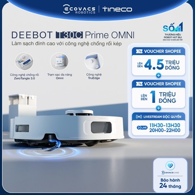 Ecovacs Deebot T30C Prime Omni Robot hút bụi lau nhà | Lực hút 25.000Pa | OZMO™Turbo 2.0 | Trạm OMNI thông minh