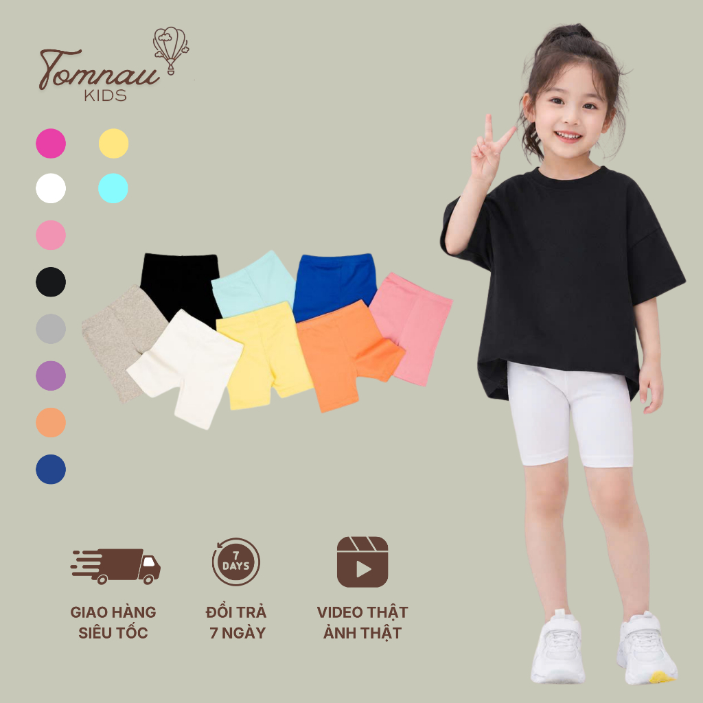 Đ1 - [tomnaukids] Quần leggings đùi bé gái Zip cotton phù hợp mọi phong cách - Size 6-30Kg