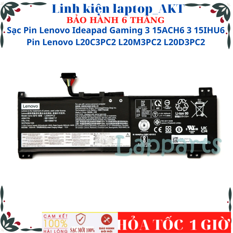 Sạc Pin Lenovo Ideapad Gaming 3 15ACH6 3 15IHU6 Pin Lenovo L20C3PC2 L20M3PC2 L20D3PC2