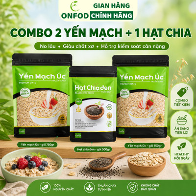 Combo 2 yến mạch 1 hạt chia giảm cân ONFOD ăn liền ăn kiêng eat clean ăn dặm cho bé mẹ bầu healthy