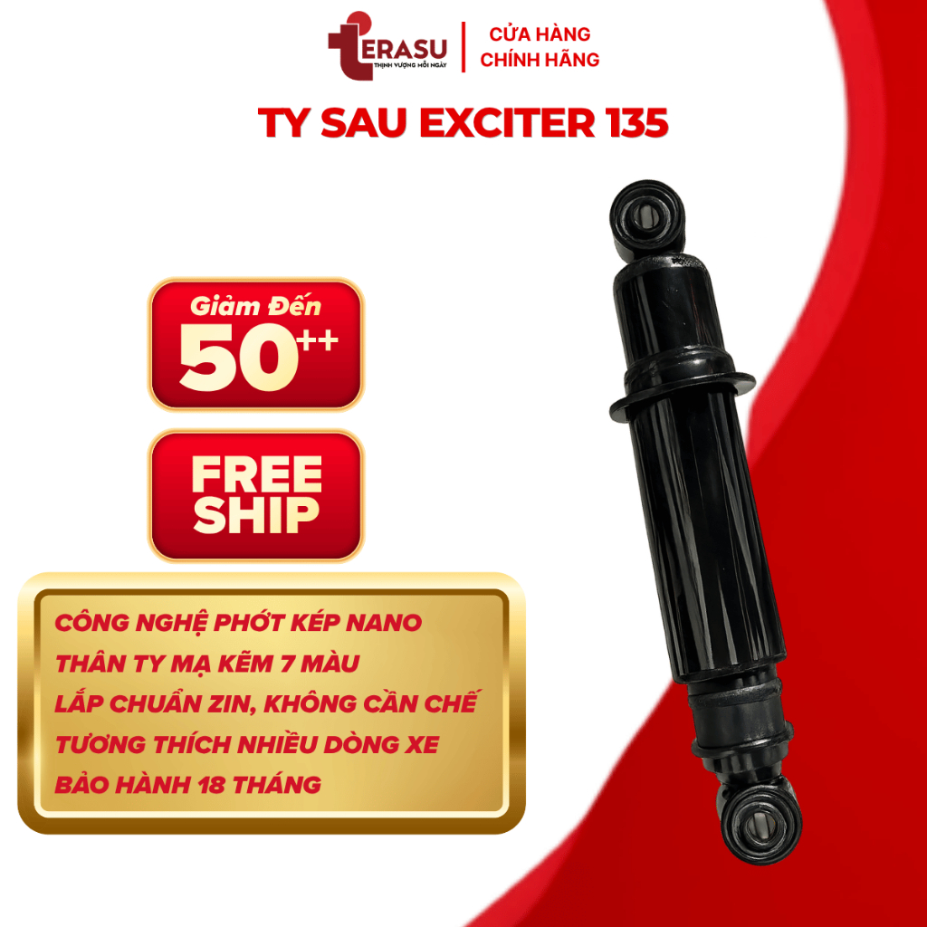 Ty Giảm Xóc Sau Exciter 135, Ty Sau Yamaha Exciter Chuẩn Kỹ Thuật Thương Hiệu Ikada (BH 18 Tháng)