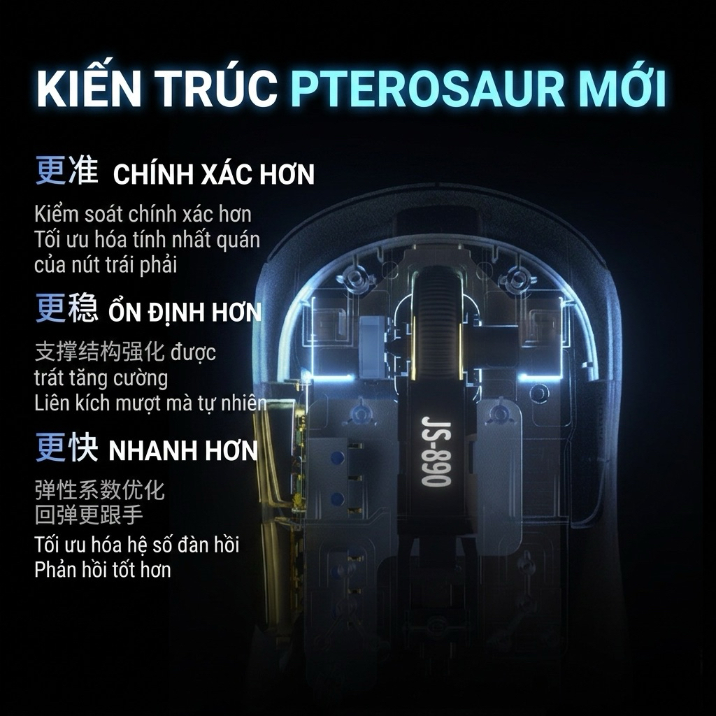 Chuột gaming bluetooth TEKKIN HOLY SWORD M980 chip PAW3395 tần số 2000hz 32000 DPI 3 mode có app