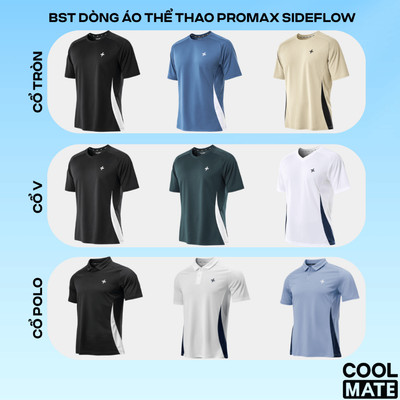 [MUA 2 GIẢM 5%]Áo thun Tshirt thể thao nam pickleball tennis Promax Sideflow cổ tròn co giãn thoáng khí Coolmate