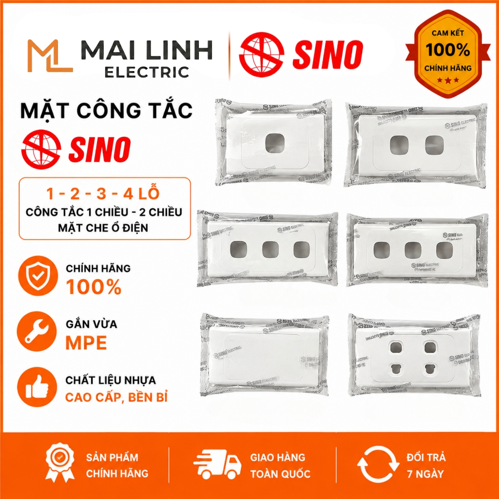 [Chính Hãng] Mặt công tắc SINO- Mặt 1 - 2 - 3 - 4 Lỗ Công Tắc - Công tắc 1 chiều - 2 chiều - Mặt che