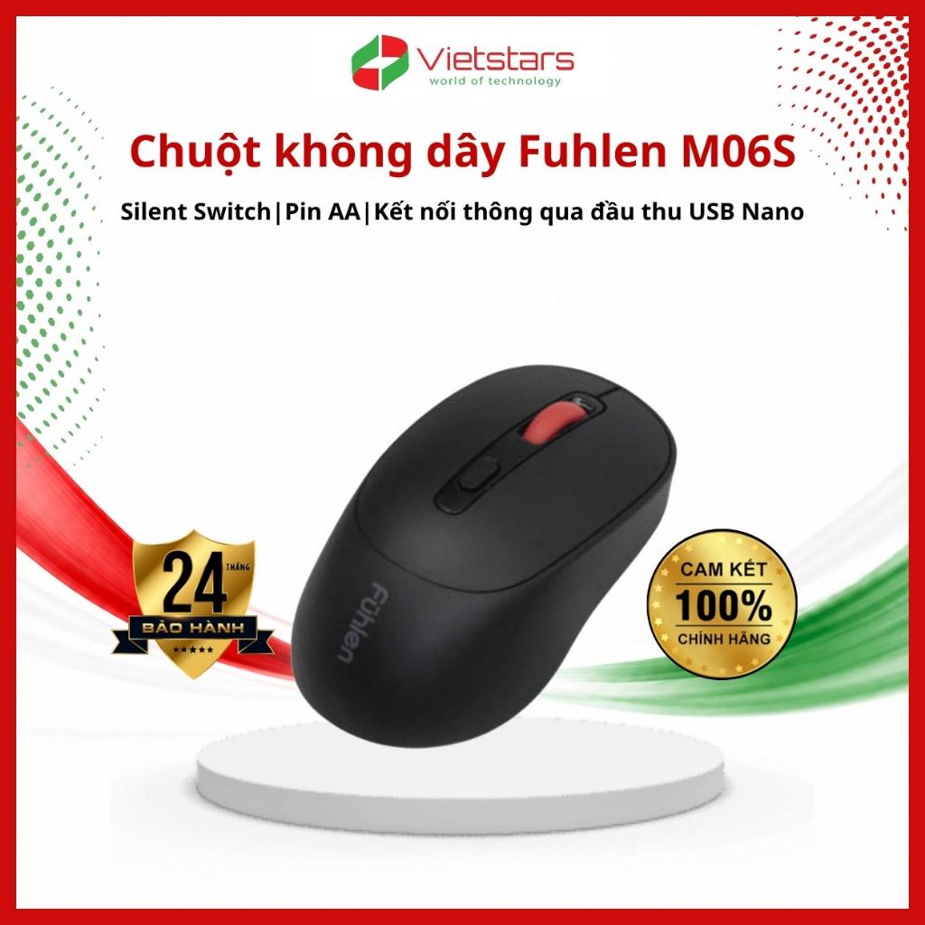 Chuột không dây Fuhlen M06S màu đen