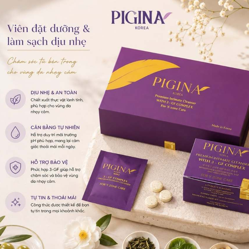 Viên đặt vệ sinh phụ nữ cao cấp Pigina (18 viên) – Pigina Premium Intimate Cleanser