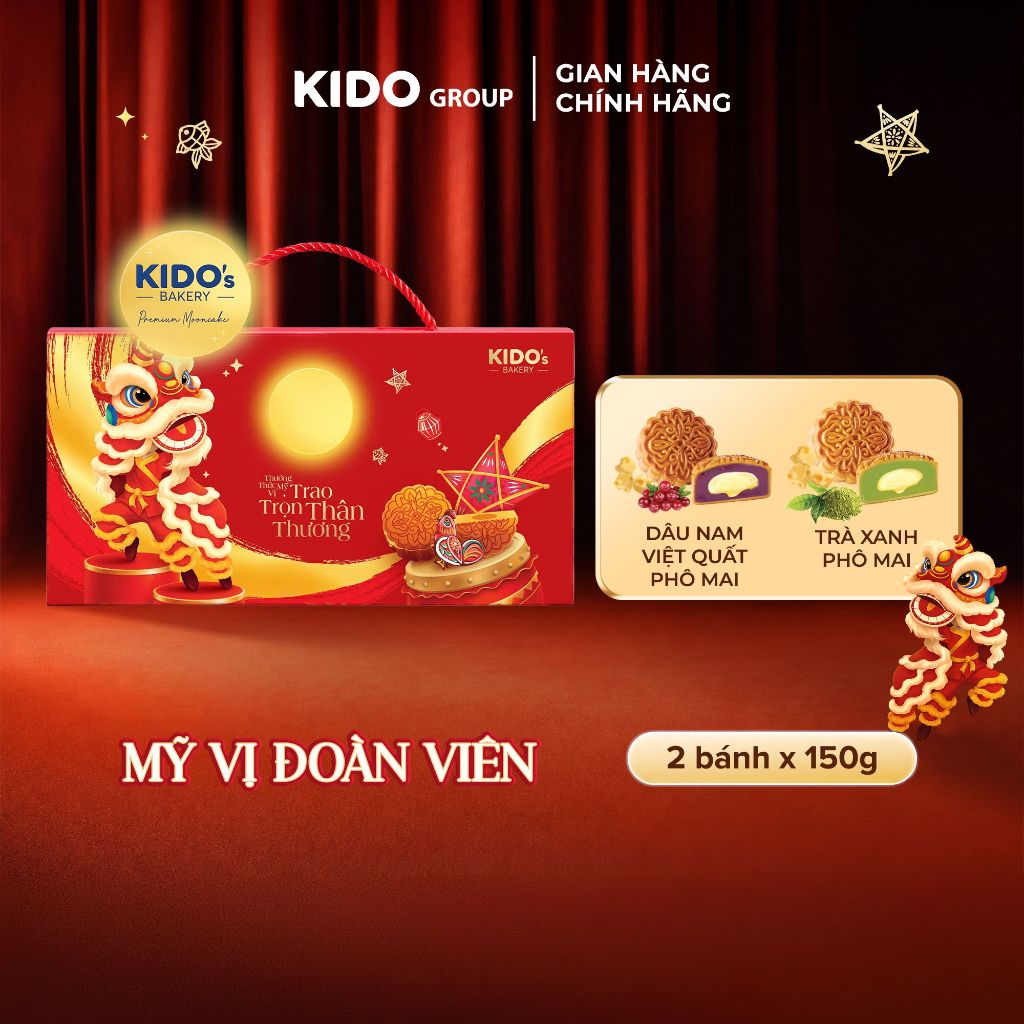 [ĐỘC QUYỀN SHOPEE] Bánh Trung Thu KIDO - Combo Đoàn Viên Nhân Matcha Phô Mai + Dâu Nam Việt Quất Phô