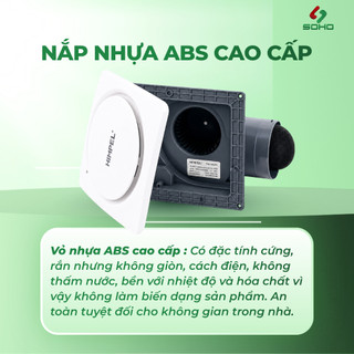 Quạt Thông Gió Âm Trần Himpel C2-100 nhập khẩu Hàn Quốc chạy êm, chính hãng bảo hành 2 năm