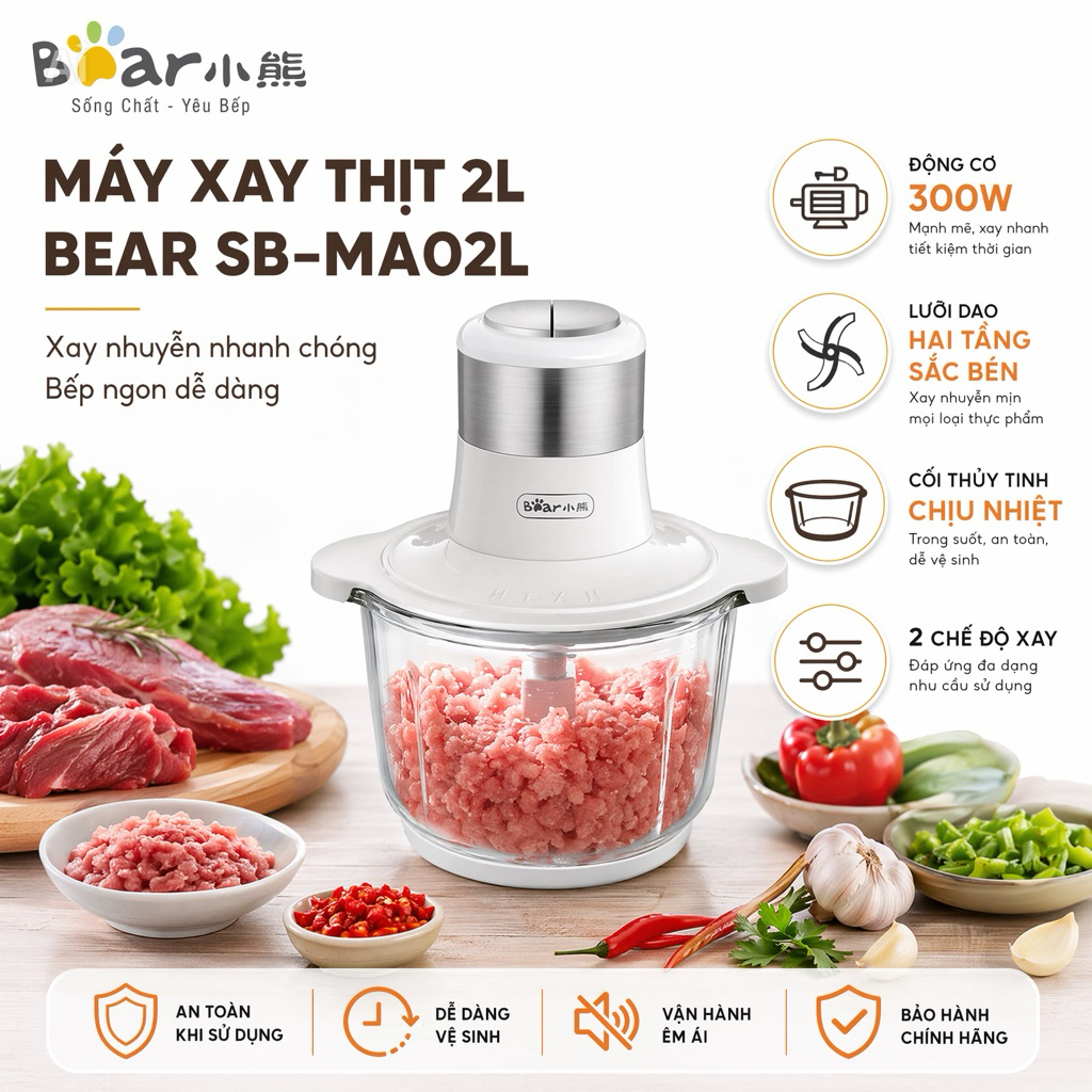 Máy Xay Thịt 2L Bear SB-MA02L