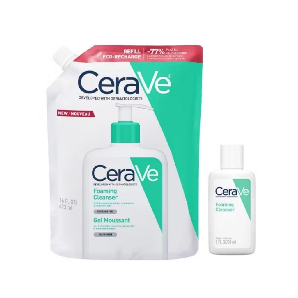 Túi refill Cerave sữa rửa mặt cho da dầu 473ml + 30ml