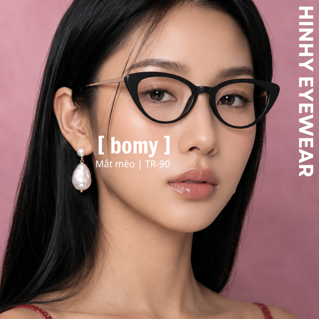 Gọng kính mắt mèo [hỗ trợ lắp cận] Tiệm Kính Hinhy càng kim loại cao cấp | Bomy