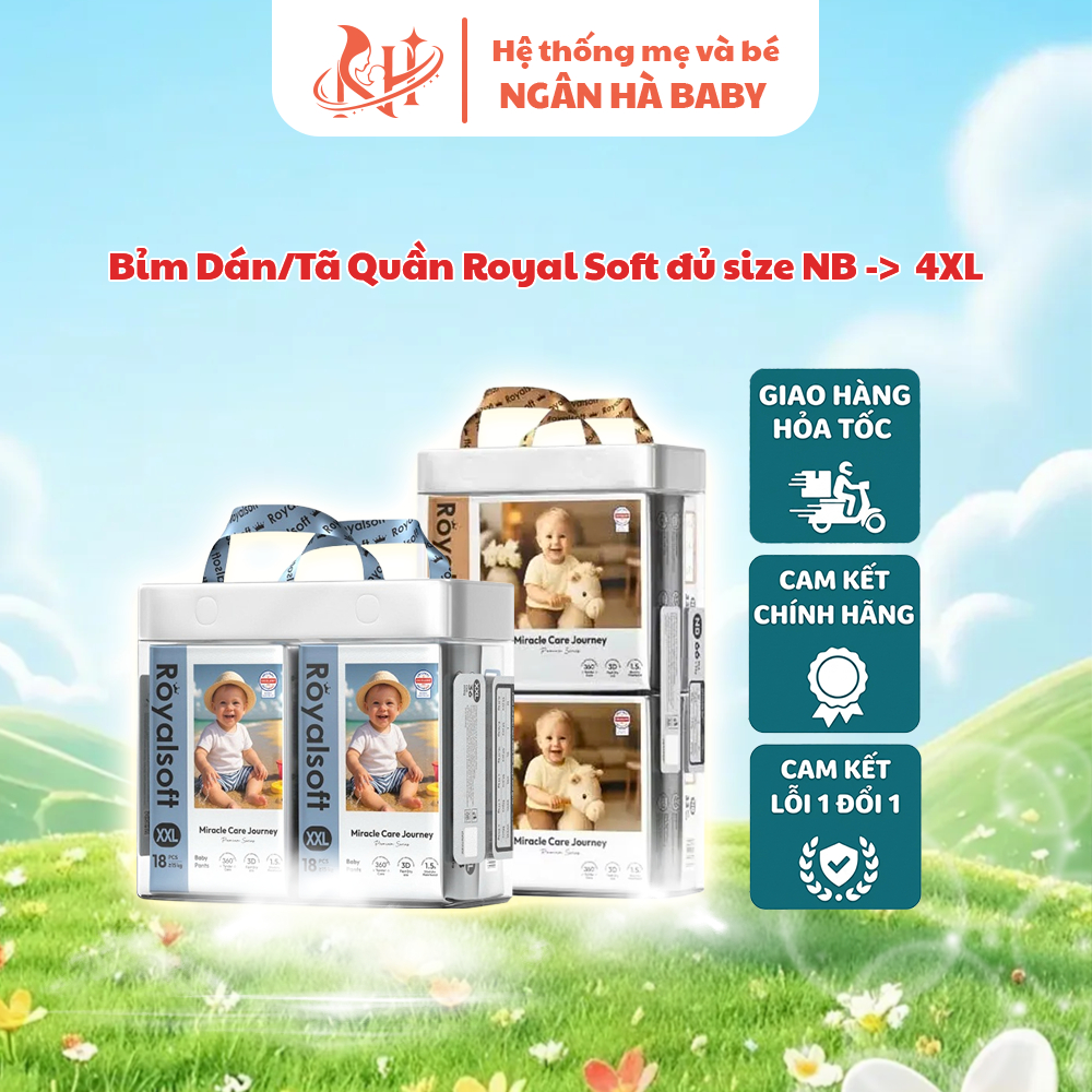 Bỉm Dán/Tã Quần Royal Soft Cao Cấp Siêu Mỏng đủ size từ NB->4XL