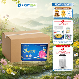 Thùng 10 lốc giấy vệ sinh Bless You Silk 6 không lõi (6 cuộn/ lốc)