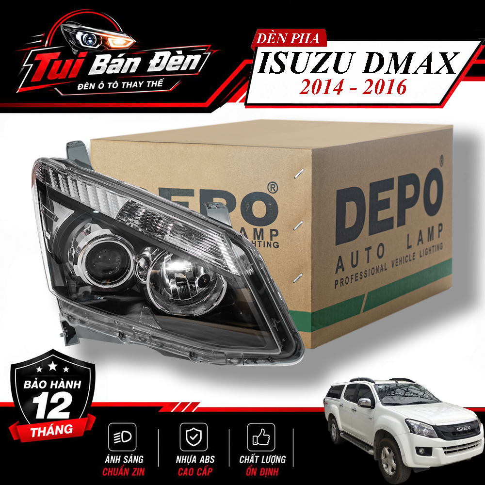 Đèn Pha Isuzu Dmax 2014 - 2016 Mí Mạ TYC / DEPO [Made in Taiwan] - Chất Lượng Cao