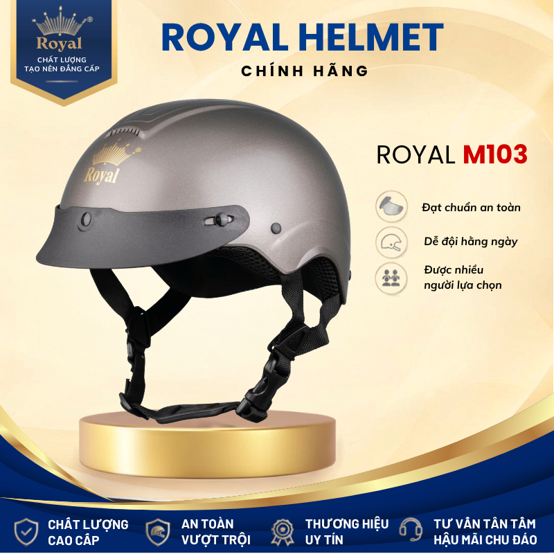 Mũ Bảo Hiểm Nửa Đầu Royal M103 Chính Hãng - Nón Bảo Hiểm 1/2 Thời Trang Nam Nữ Đi Phố