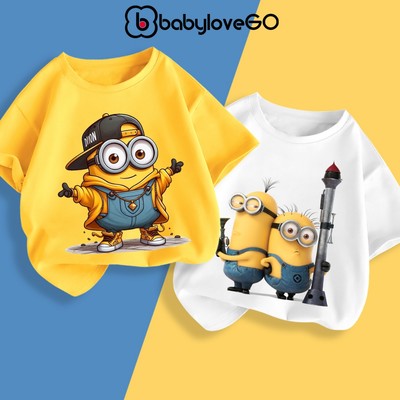 Áo thun Minions cho bé trai bé gái BabyloveGO áo phông cộc tay cổ tròn chất cotton cho bé 1-10 tuổi