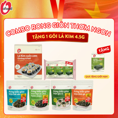 [Tặng 1 gói liu 4.5g]-Combo rong giòn thơm ngon (4 rong biển giòn trộn 4 vị,1 lá kim cuốn cơm,1 lốc 3 oliu)