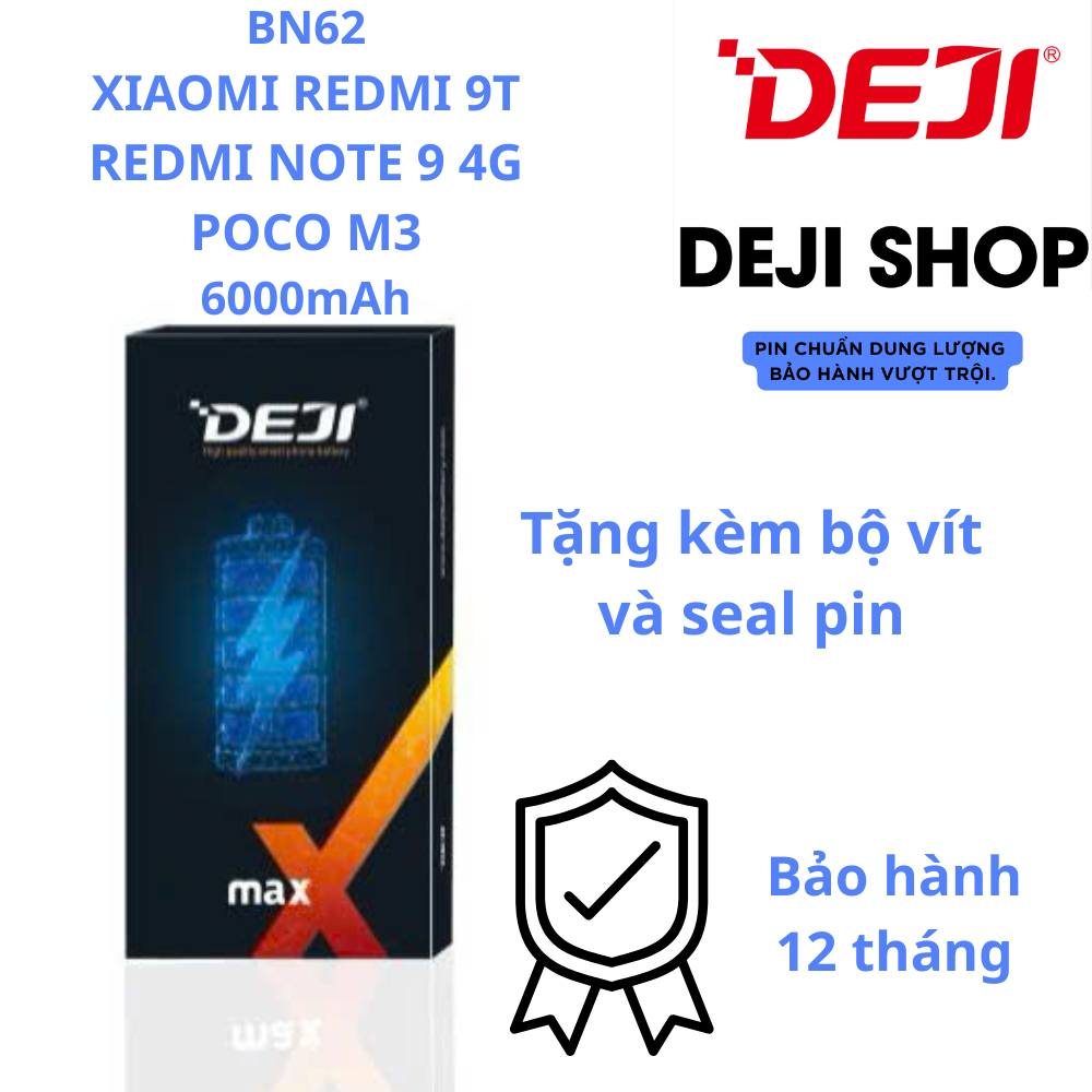 Pin Deji Xiaomi Redmi Note 9 4G Redmi 9T Poco M3 6000mAh BN62