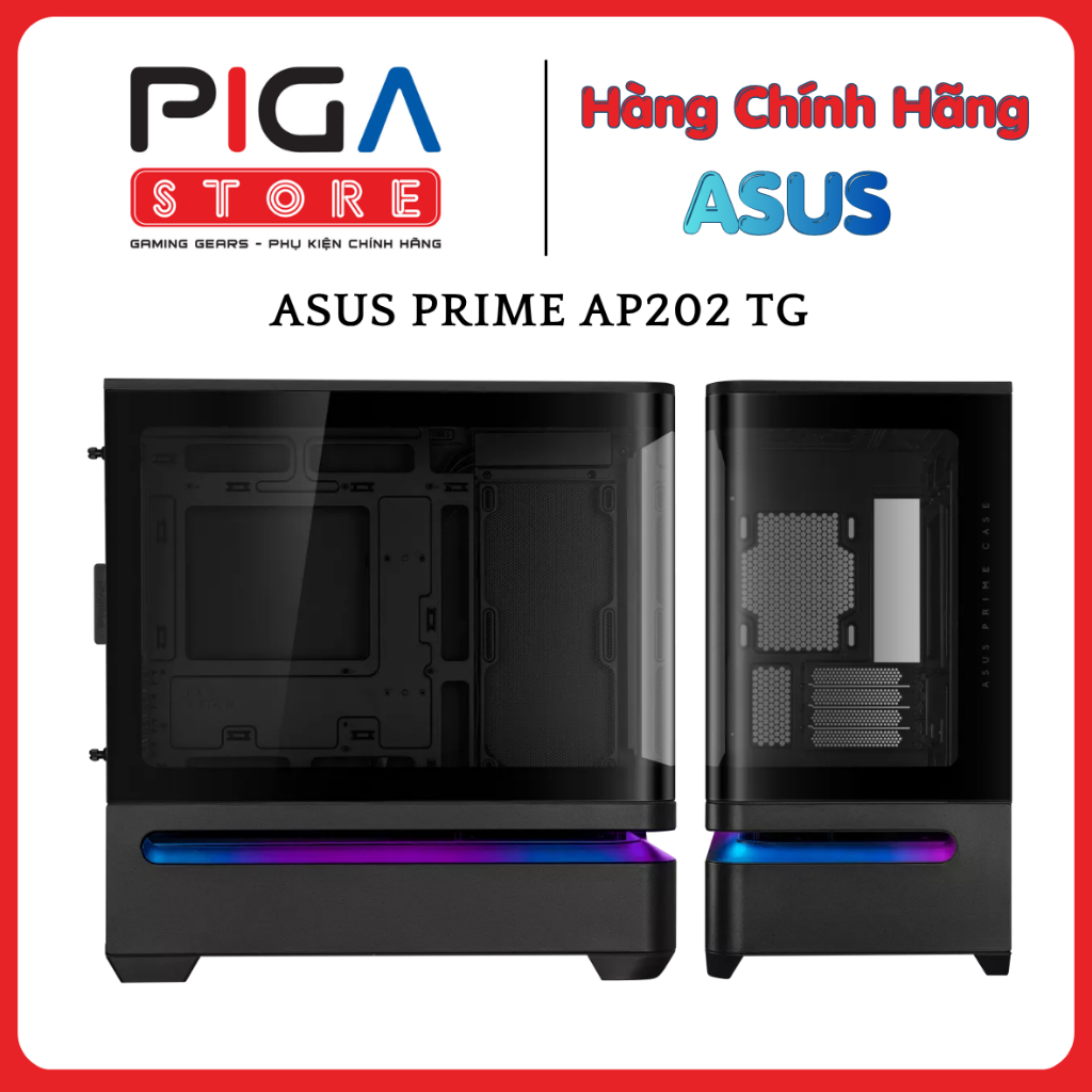Vỏ Case Máy Tính ASUS PRIME AP202 TG (Mid Tower | Hỗ Trợ M-ATX | Kính Cường Lực | GPU Dài Đến 420mm)