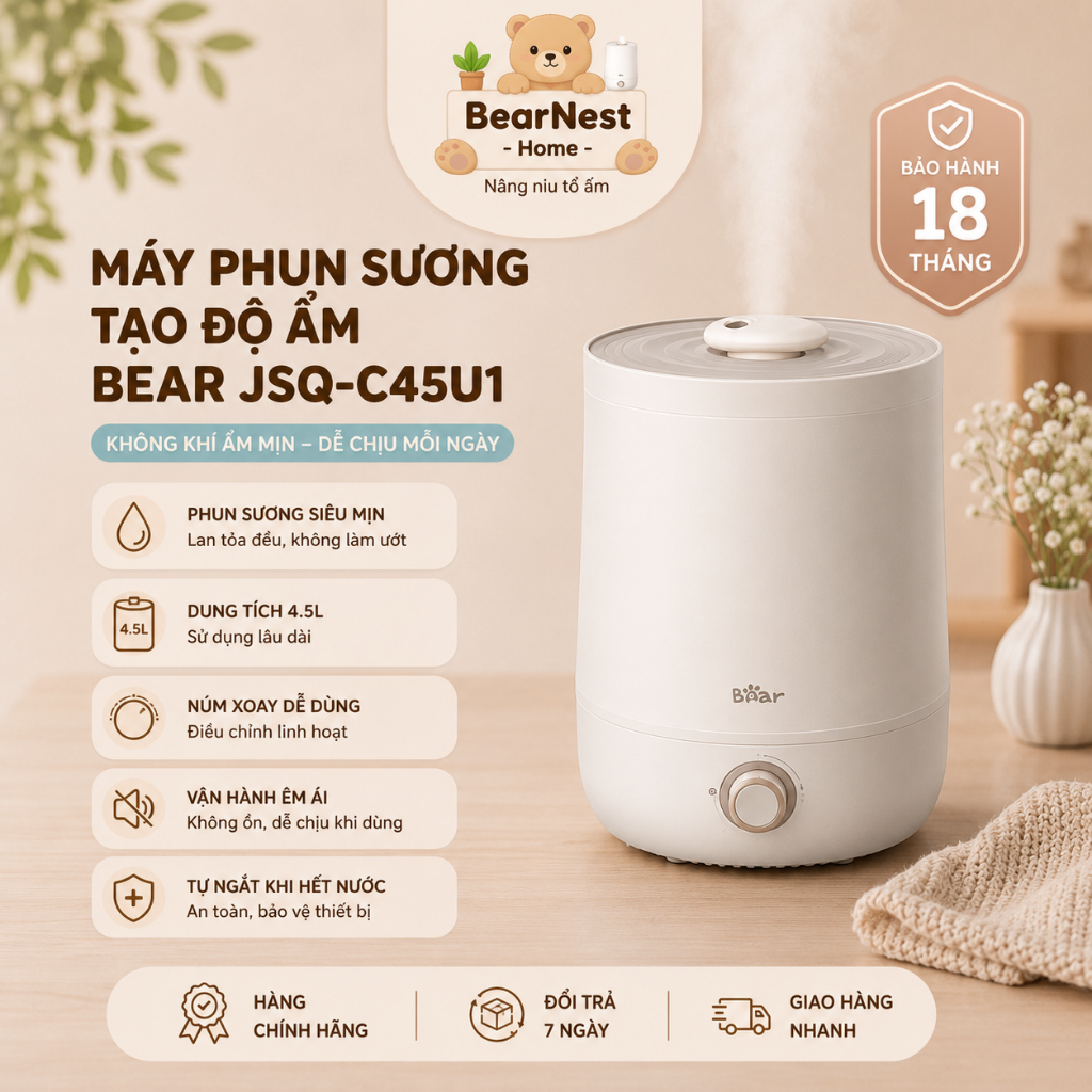 Máy phun sương tạo độ ẩm Bear JSQ-C45U1 mini dùng phòng ngủ văn phòng