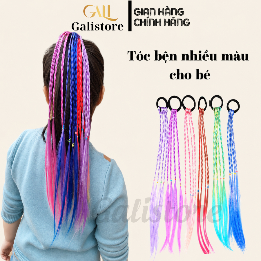 Tóc giả thắt bím nhiều màu sắc đáng yêu cho bé gái - Galistore