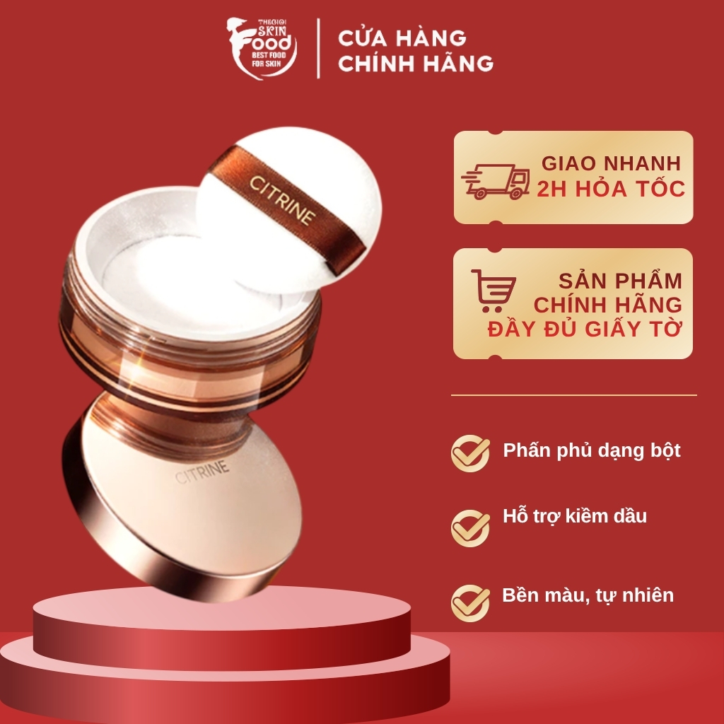 Phấn Phủ Bột Citrine Kiềm Dầu, Bền Màu, Cho Lớp Nền Tự Nhiên Clear Mist Loose Powder 10g ThegioiSkin