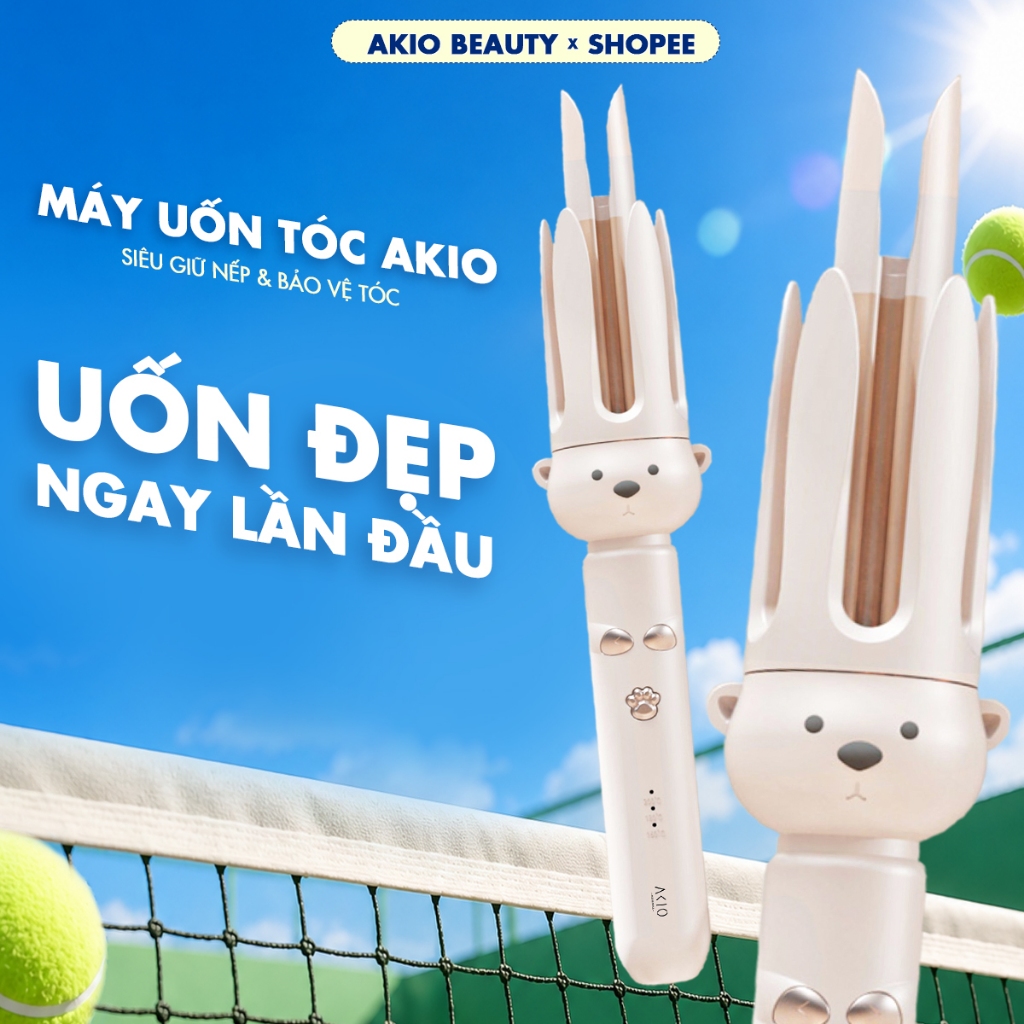 Máy uốn tóc xoăn tự động AKIO BEAUTY chất liệu gốm sứ đường kính uốn 28mm
