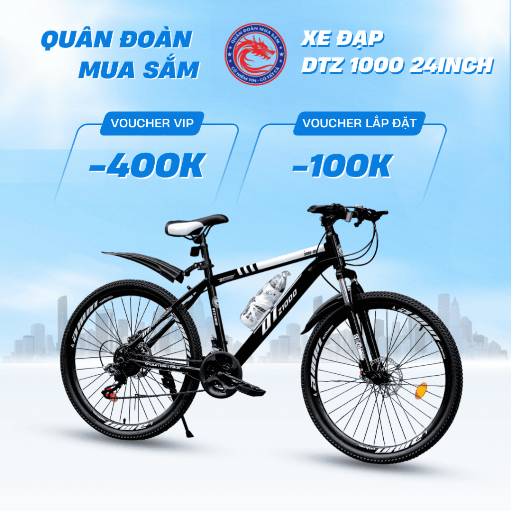 Xe Đạp Địa Hình DTZ1000 24 Inch Khung Thép Carbon, Phanh Đĩa, Tải Trọng 170Kg, Xe Đạp Thể Thao Leo N