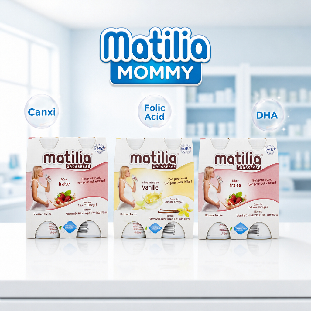 Sữa bầu Matilia Nội Địa Pháp - 3 Lốc Sữa Matilia mix 2 vị ( 2 Dâu + 1 Socola ) (01 lốc 4 hộp 200ml)