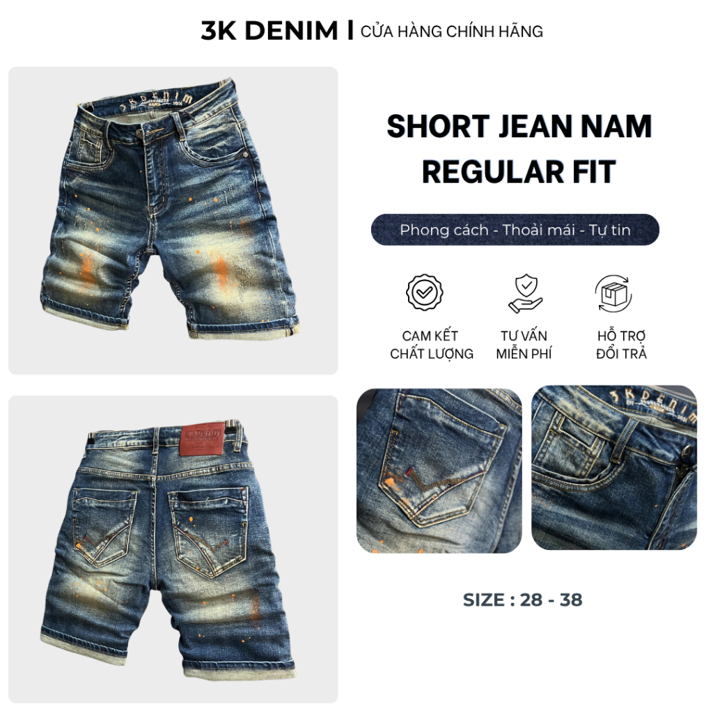 [3K DENIM] Jean Denim Guangzhou QS2146-3K1530 Màu Xanh Vintage Was Xanh Phủ Sơn Mẫu Mới