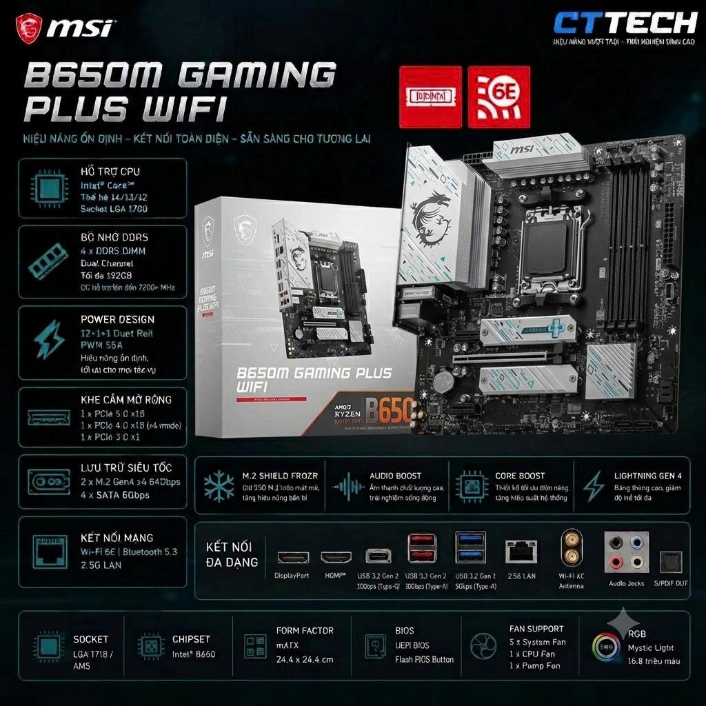BO MẠCH CHỦ MSI  B650M GAMING PLUS WIFI