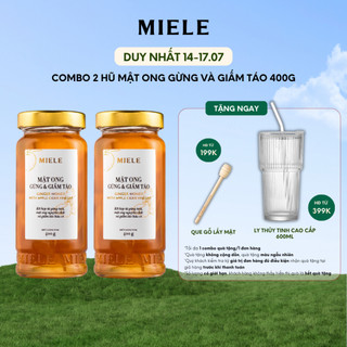 Combo 2 Hũ Mật Ong Gừng & Giấm Táo Miele 400g-Tặng 1 Ly Thủy Tinh Cao Cấp 600ML
