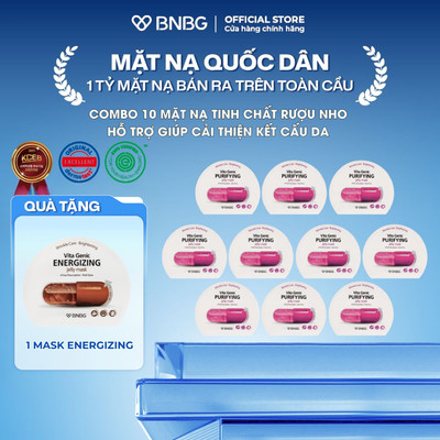 Combo 10 Mặt Nạ Tinh Chất Rượu Nho Giúp Cải Thiện Kết Cấu Da BNBG VITA GENIC PURIFYING JELLY MASK 30mlx10