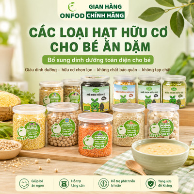 Các loại hạt dinh dưỡng ONFOD cho bé ăn dặm yến mạch hạt chia đậu gà đậu hà lan hạt kê đậu lăng đỏ