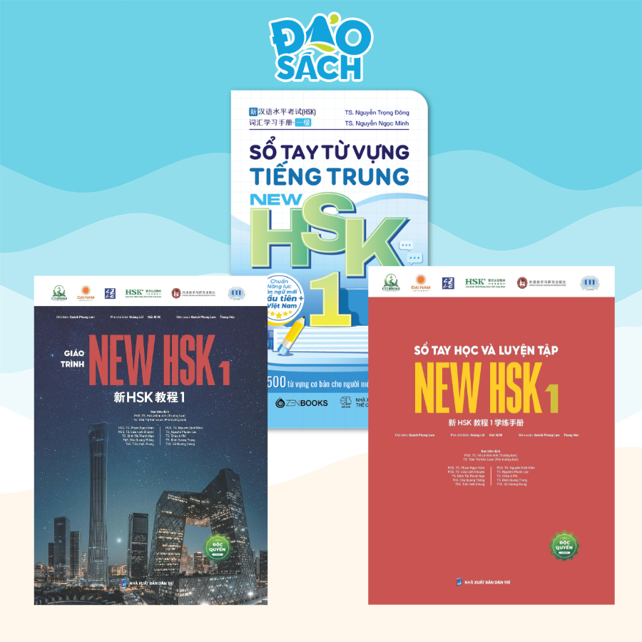 Combo Sách Giáo Trình New HSK 1 + Sổ Tay Học Luyện Tập New HSK 1+ Từ Vựng Tiếng Trung New HSK 1