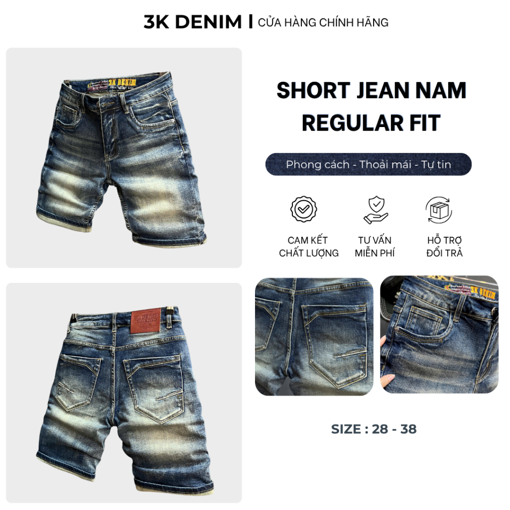 [3K DENIM] Quần Jean Denim Guangzhou QS2152-3K1529 Màu Xanh Was Thêu Lưng Mẫu Mới Chi Tiết Như Hình.