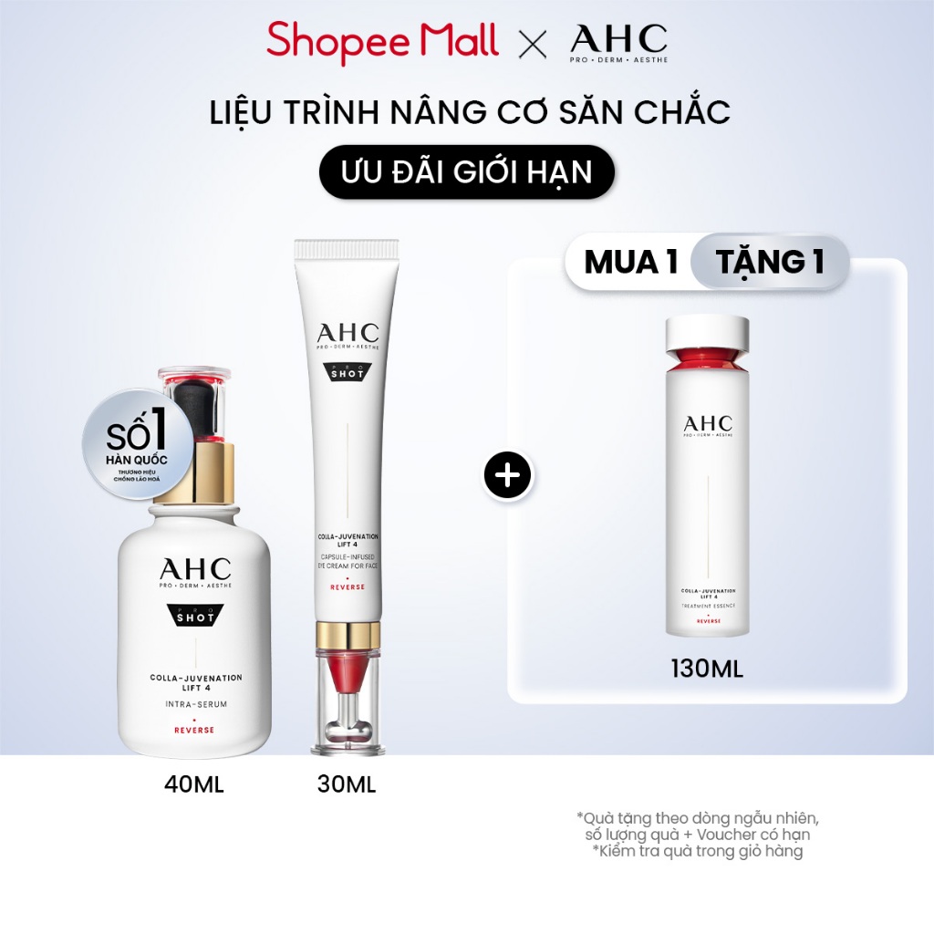 Bộ đôi AHC Tinh chất Serum (40ML) và Kem mắt cho mặt (30ML) chống lão hóa săn chắc da PROSHOT COLLA-JUVENATION LIFT 4