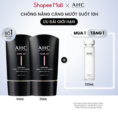 [Hàng mới về] Bộ đôi Serum Chống Nắng Hiệu Chỉnh Sắc Da, Nâng Tone Chuẩn Hàn (50 ml x 2) AHC MASTERS TONE UP SUN SERUM