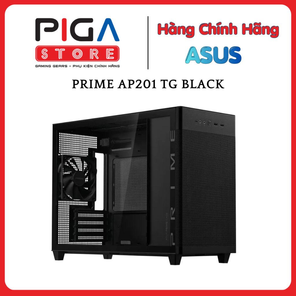 Vỏ Case Máy Tính ASUS PRIME AP201 TG BLACK | Chuẩn Micro-ATX | Kính Cường Lực | Hỗ Trợ Tản 360mm)