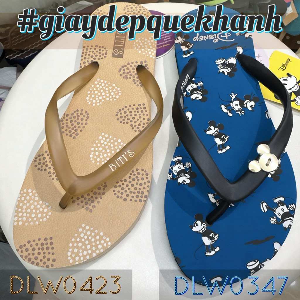 Dép kẹp lào nữ Biti’s DLW0423 trái tim chấm bi xinh xinh | DLW0347 Mickey vintage (35-39)