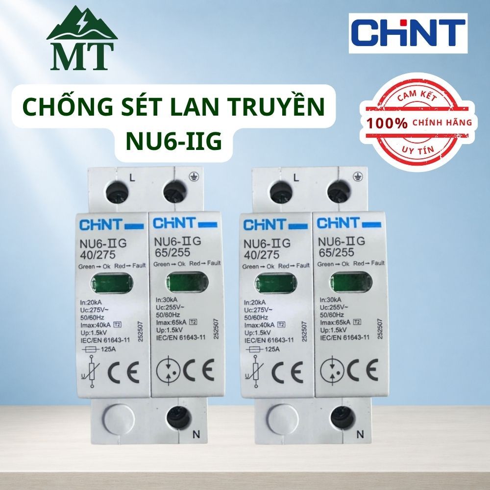 Chống Sét Lan Truyền CHINT NU6-IIG 40kA 275V 1P+N | Thiết Bị Chống Sét Bảo Vệ Thiết Bị Điện Hiệu Quả