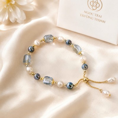Vòng Tay Ngọc Trai Mix Pha Lê Thiết Kế Xinh Xắn, Sang Trọng - Ngọc Trai Trường Thịnh