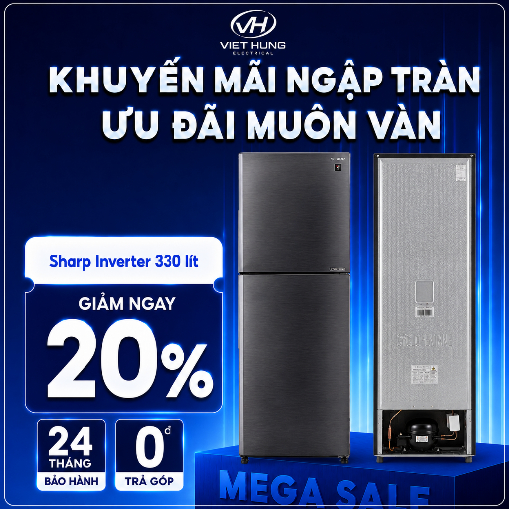 Tủ lạnh Sharp Inverter 330 lít SJ-XP352AE-DS
