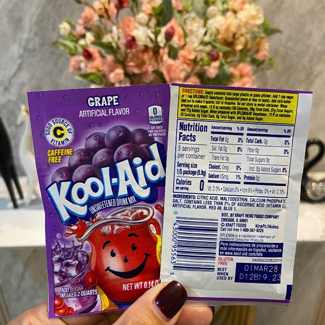 Bột trái cây Kool Aid vị nho gói 3.9g của Mỹ