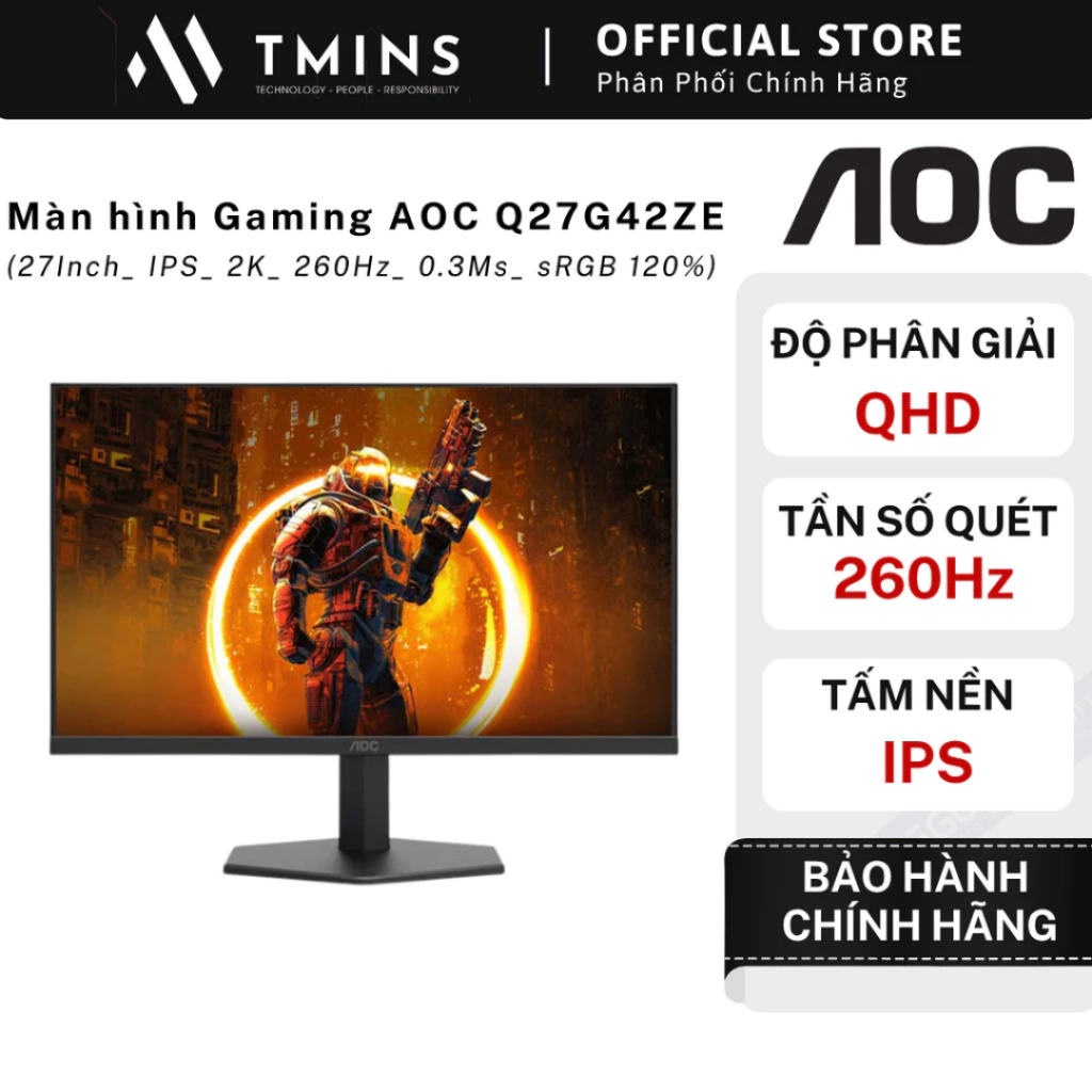 Màn hình Gaming AOC Q27G42ZE (27Inch/ IPS/ 2K/ 260Hz/ 0.3Ms/ sRGB 120%) - Chính Hãng Bảo hành 3 năm