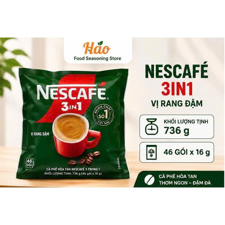 Nescafe xanh bịch thơm ngon, bịch (46 gói x 16g) sản phẩm luôn mới