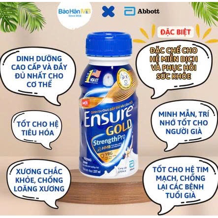 Lốc 6 chai Sữa bột pha sẵn Ensure Gold/Original 237ml