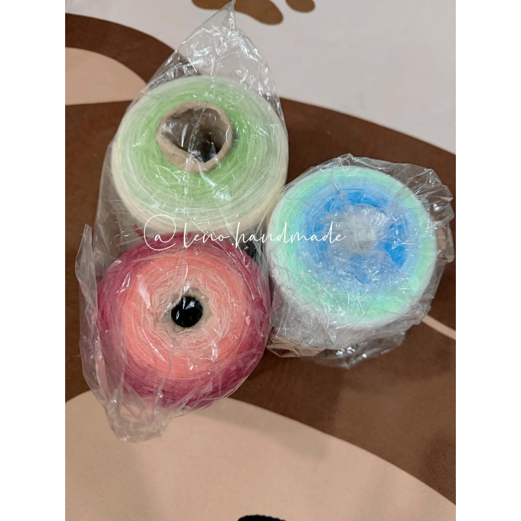 [ SẴN ] Len Mohair cầu vồng cuộn 500gr sợi chập 3 còn sót tủ 3 màu
