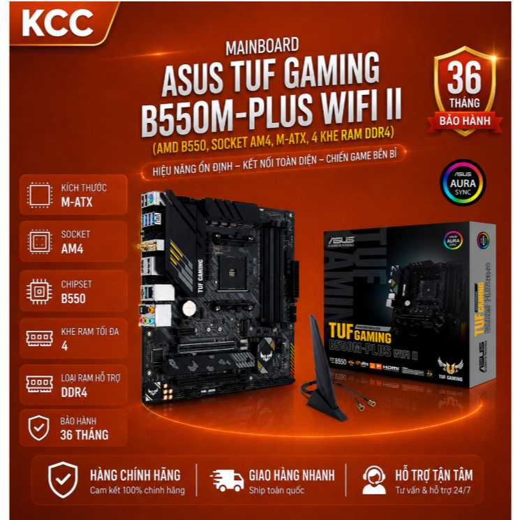 Mainboard ASUS TUF GAMING B550M-PLUS WIFI II DRR4  - bảo hành 3 năm chính hãng