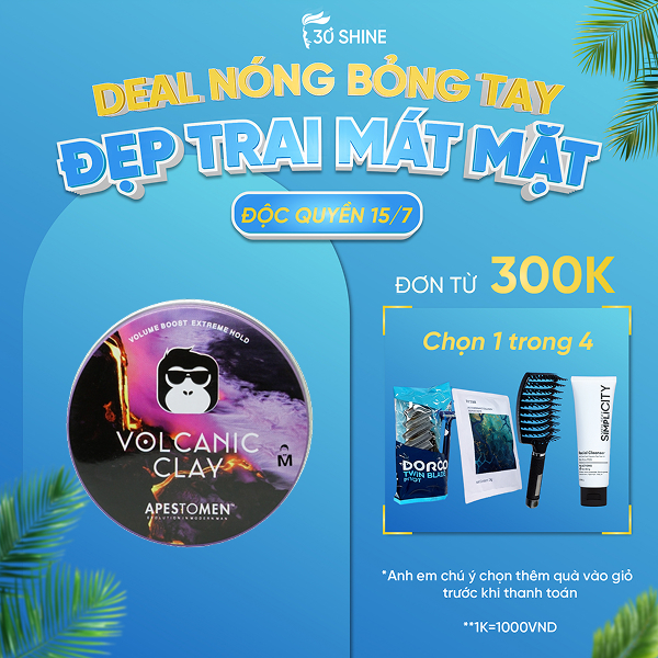 Sáp vuốt tóc nam 30Shine phân phối Apestomen Volcanic Clay wax tạo kiểu tóc giữ nếp vượt trội không 